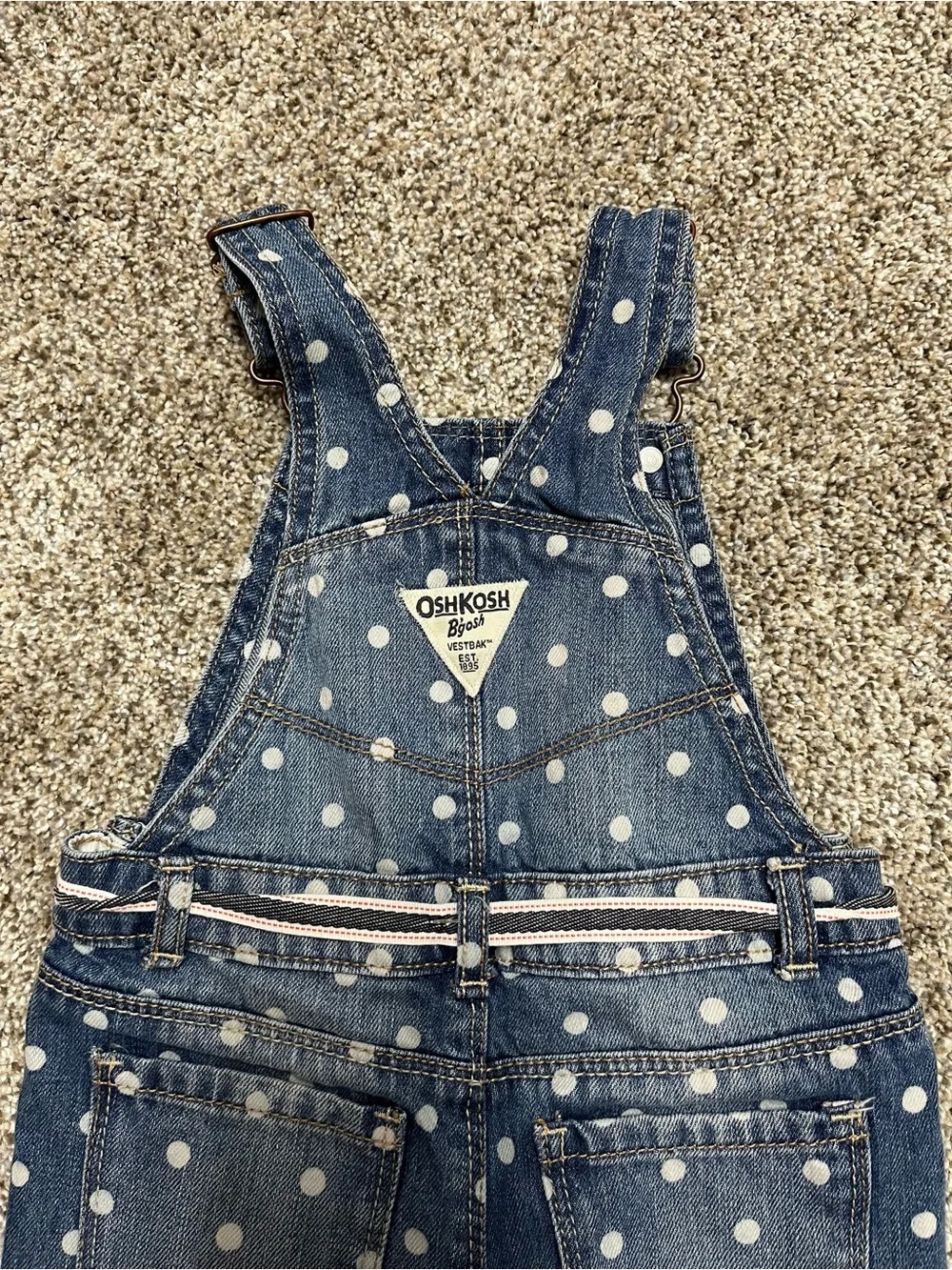 OshKosh B'gosh Girls' Navy Polka Dot Denim Overalls
